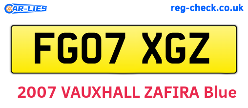 FG07XGZ are the vehicle registration plates.