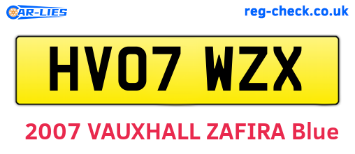 HV07WZX are the vehicle registration plates.