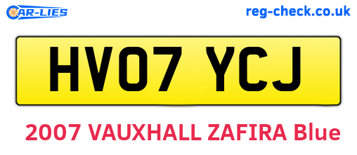 HV07YCJ are the vehicle registration plates.