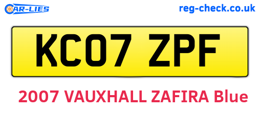 KC07ZPF are the vehicle registration plates.