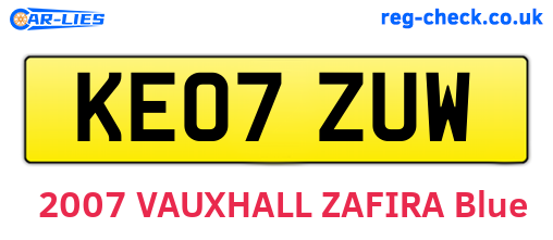 KE07ZUW are the vehicle registration plates.