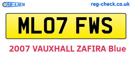 ML07FWS are the vehicle registration plates.