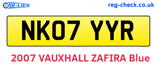NK07YYR are the vehicle registration plates.