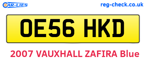 OE56HKD are the vehicle registration plates.