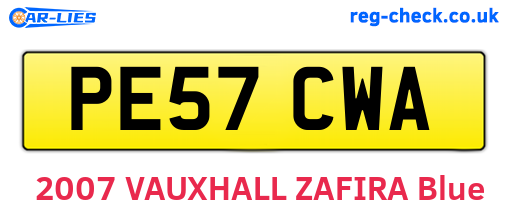 PE57CWA are the vehicle registration plates.