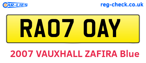RA07OAY are the vehicle registration plates.