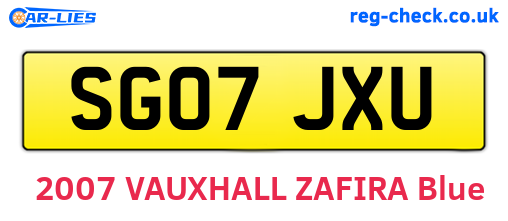 SG07JXU are the vehicle registration plates.