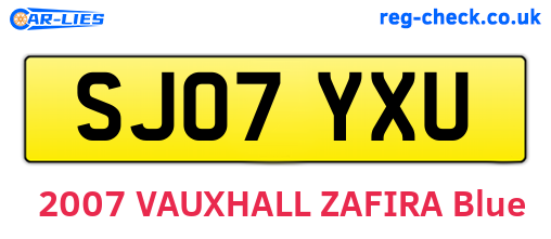 SJ07YXU are the vehicle registration plates.