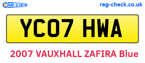YC07HWA are the vehicle registration plates.