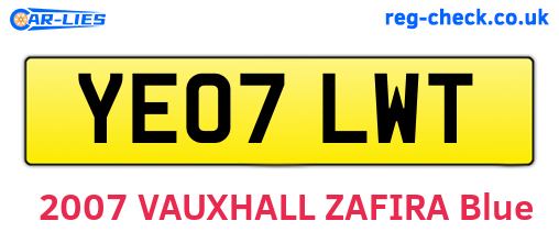 YE07LWT are the vehicle registration plates.