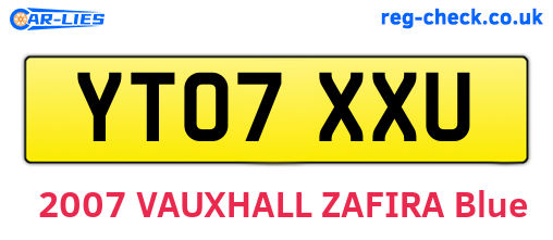 YT07XXU are the vehicle registration plates.