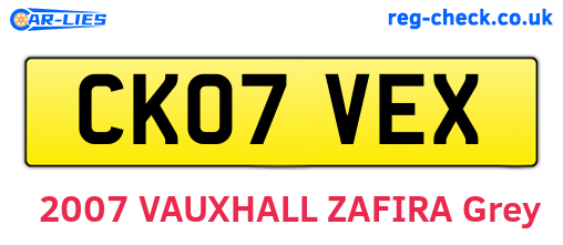 CK07VEX are the vehicle registration plates.