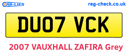 DU07VCK are the vehicle registration plates.