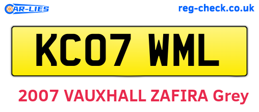 KC07WML are the vehicle registration plates.