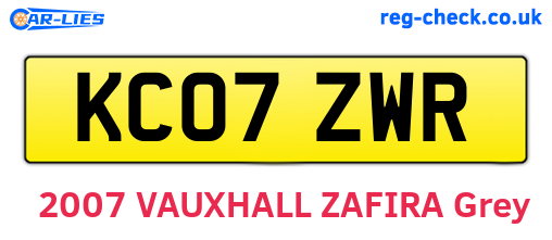 KC07ZWR are the vehicle registration plates.