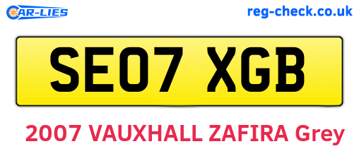 SE07XGB are the vehicle registration plates.