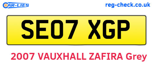 SE07XGP are the vehicle registration plates.