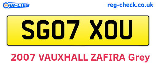 SG07XOU are the vehicle registration plates.