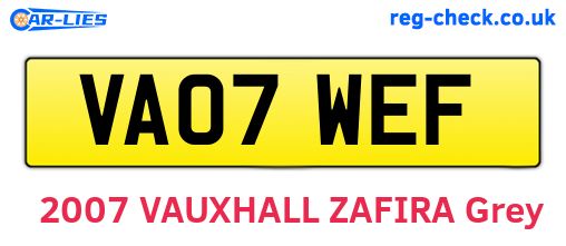 VA07WEF are the vehicle registration plates.