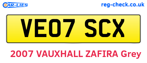 VE07SCX are the vehicle registration plates.