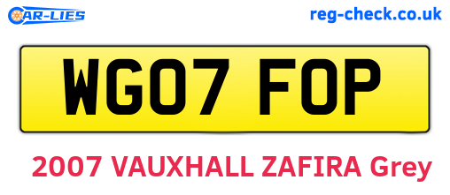 WG07FOP are the vehicle registration plates.