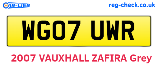WG07UWR are the vehicle registration plates.