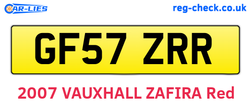 GF57ZRR are the vehicle registration plates.