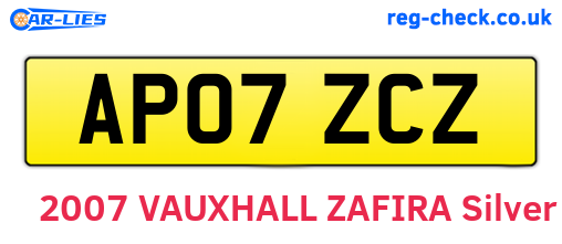 AP07ZCZ are the vehicle registration plates.