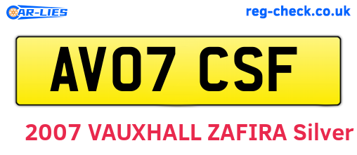 AV07CSF are the vehicle registration plates.