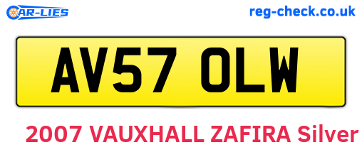 AV57OLW are the vehicle registration plates.
