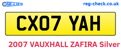 CX07YAH are the vehicle registration plates.