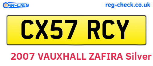 CX57RCY are the vehicle registration plates.