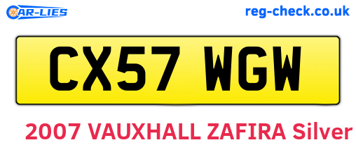 CX57WGW are the vehicle registration plates.