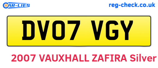 DV07VGY are the vehicle registration plates.
