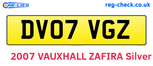 DV07VGZ are the vehicle registration plates.
