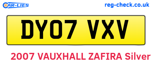 DY07VXV are the vehicle registration plates.