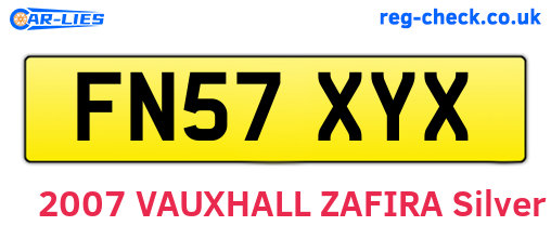 FN57XYX are the vehicle registration plates.