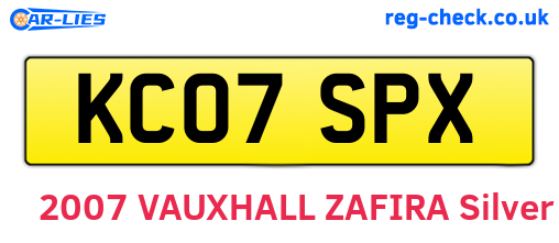 KC07SPX are the vehicle registration plates.