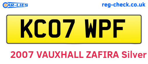 KC07WPF are the vehicle registration plates.