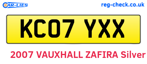 KC07YXX are the vehicle registration plates.
