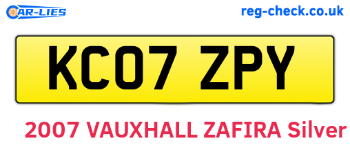 KC07ZPY are the vehicle registration plates.