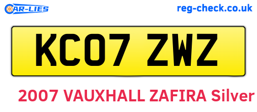 KC07ZWZ are the vehicle registration plates.