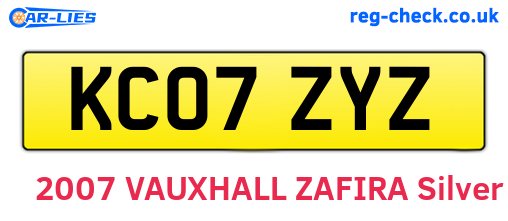 KC07ZYZ are the vehicle registration plates.