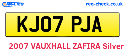 KJ07PJA are the vehicle registration plates.
