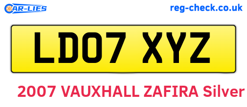 LD07XYZ are the vehicle registration plates.