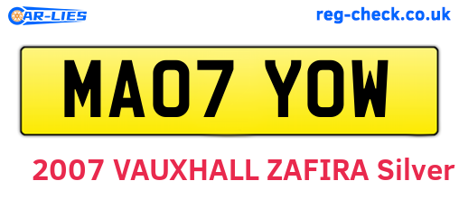 MA07YOW are the vehicle registration plates.