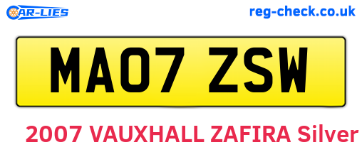 MA07ZSW are the vehicle registration plates.