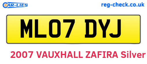 ML07DYJ are the vehicle registration plates.