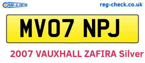 MV07NPJ are the vehicle registration plates.