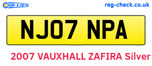 NJ07NPA are the vehicle registration plates.